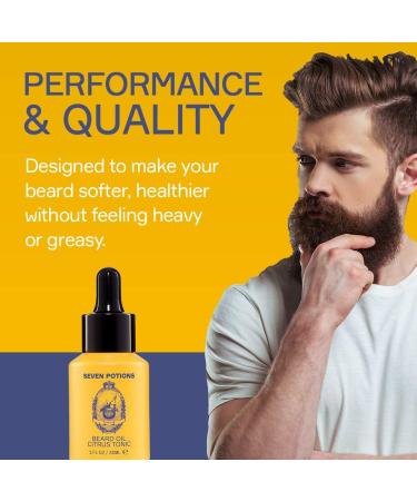 Seven Potions Premium Beard Oil - All-Natural Citrus Tonic Scent (30ml) - Buy Online on GoSupps.com