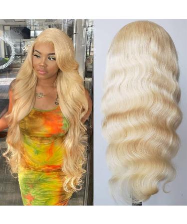LUMIERE Hair Blonde Lace Front Wigs Human Hair - 613 Closure Wig Human Hair 4x4 HD Lace Front Wig for Black Women - Body Wave Wig Premium Brazilian Virgin Human Hair 160% Density Pre Plucked Baby Hair 24 Inch 24 Inch 4X4...