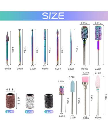 Nail Drill Bits Set - 11pcs Ceramic Tungsten Carbide & Diamond Cuticle Electric File Bits for Acrylic Nails with 75pcs Nail Sanding Bands - Manicure and Pedicure Tools - Buy Online on GoSupps.com