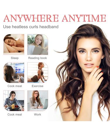 Silk Ribbon Heatless Hair Curler for Overnight Styling - Pink Headband with Scrunchies and Clips | Long Hair Heatless Curling Rod - Buy Online on GoSupps.com