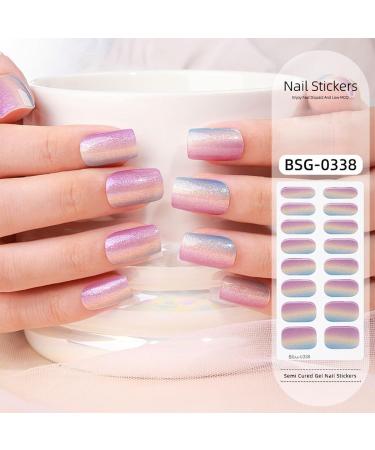 Gel Nail Stickers Semi Cured Gel Nails - 16PCS Stickers Nail Wraps Soft Self-Adhesive - Semi Cured Gel Nail Wraps - Glossy & Long Lasting Gel Nail Stickers Need UV Light (Blue-Purple Gradient) - Buy Online on GoSupps.com