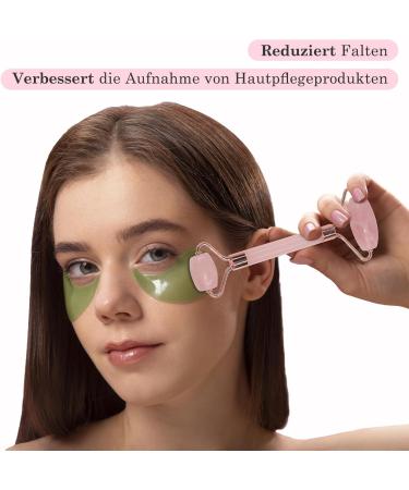 Buy GUGUG Rose Quartz Gua Sha Set & Jade Roller for Facial Massage | Reduce Eye Puffiness & Tighten Skin - Buy Online on GoSupps.com