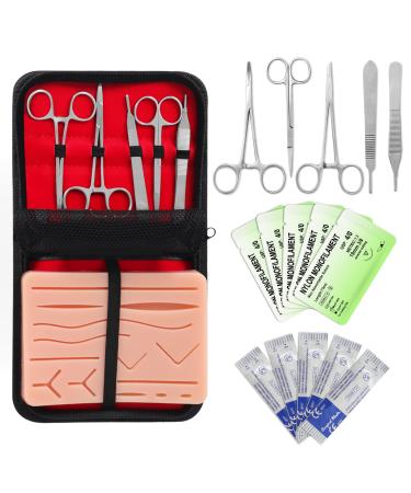 Spectabilis Suture Practice Kit for Medical Students Large Silicone Pad with 14 Pre-Cut Wounds Comprehensive Suture Tool Set Supplies for Vet/Nursing Students Includes Surgical Removal Practice.