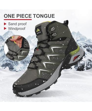 Dannto Men's Winter Snow Hiking Boots - Water Resistant, Fur Lined, Lightweight - Size 10 (Fur-Army Green) - Buy Online on GoSupps.com