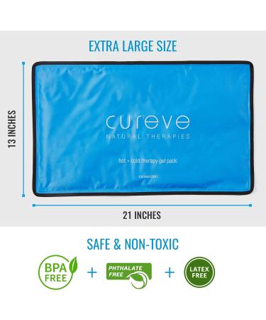 Extra Large Hot & Cold Therapy Gel Pack (21 x 13) by Cureve - Reusable Ice Pack for Injuries on Back, Legs, Shoulders & Arms - Buy Online on GoSupps.com