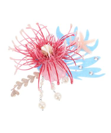PATKAW Tropical Flowers Hair Clips for Women Girls Seashell Hair Clip Hawaiian Artificial Flower Hair Barrettes Flower Hair Pins Hair Accessories for Beach Luau Party Decor