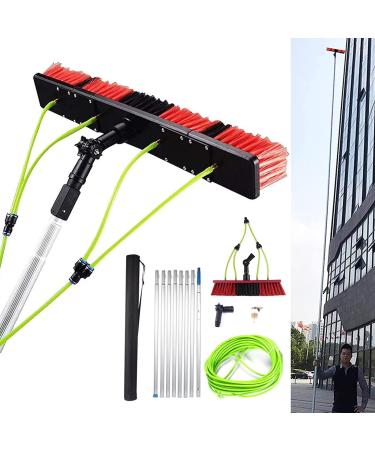 26ft(8m) Washing Kit: Water-fed Brush and Window Cleaning Set Window Cleaning Pole Water Fed Telescopic Brush Extendable Long Reach Window Cleaner Equipment 50cm Brush Head 8m Rod