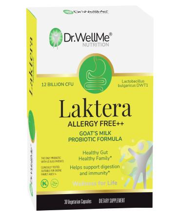 Dr. WellMe Laktera Allergy-Free Probiotics 30 Capsules 12B CFU Goat s Milk Probiotic Formula Immune & Gut Health Supplements Low Lactose Gluten-Free for Adults & 7+ Children