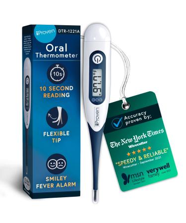 IPROVEN Rectal and Oral Digital Thermometer for The Whole Family, Measures in 10 Seconds, with Flexible Tip, Fever Alarm, Hardcase