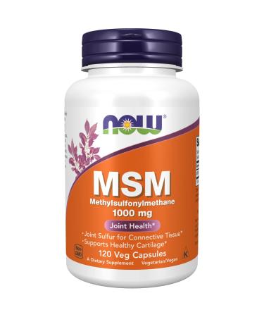 NOW Supplements, MSM (Methylsulfonylmethane) 1,000 mg, Joint Health*, 120 Veg Capsules 120 Count (Pack of 1)