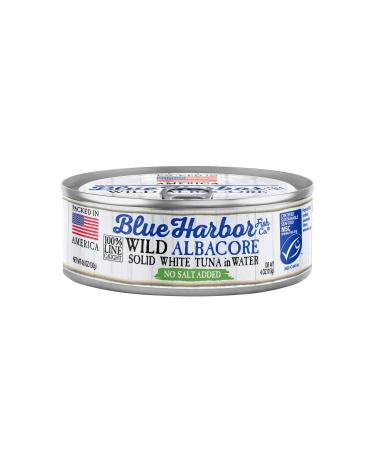 Blue Harbor Fish Co. Wild Albacore Solid White Tuna in Water No Salt Added - 4.6 oz Can (Pack of 12) Tuna in Water (No Salt Added) 4.6 Ounce (Pack of 12)