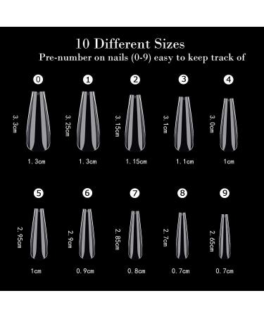 Noverlife 1200PCS Long Coffin False Nails Tips - Full Cover Ballerina Fakes Nails for DIY Nail Art - Clear & Natural - Nail Salon Quality - Buy Online on GoSupps.com