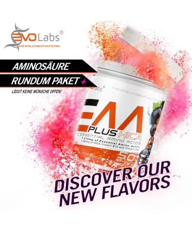 EVOLABS EAA+HICA - Vegan Amino Acids for Muscle Building & Protection | 500g Sweet Woodruff - Sugar-Free Fruity Taste No Preservatives - Buy Online on GoSupps.com