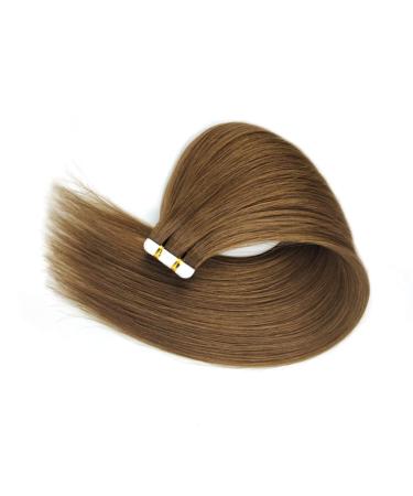 Remy Tape Hair Extensions - Light Brown Straight Invisible Bond 26'' (65cm) Seamless 8# - 5 Packages for Women - Buy Online on GoSupps.com