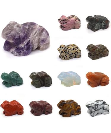 TRUSTTWO 1.5" Frog Statue Natural Gemstone Room Decoration Healing Crystal Animals Figurines Reiki Hand Carved Stones The White Turquoise - Buy Online on GoSupps.com