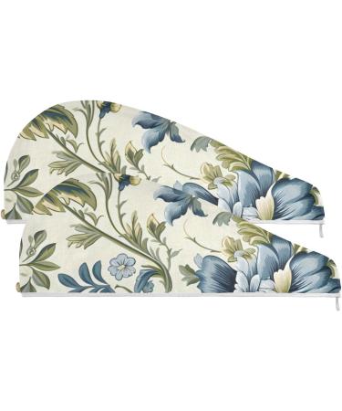 Buy Blue Peony Hair Towel 2 Pack - Super Absorbent Quick-Dry Hair Turbans for Women & Girls | Fast International Shipping - Buy Online on GoSupps.com