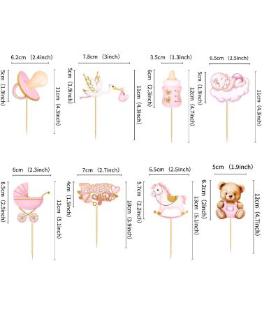 Keaziu 32 Pack Baby Girl Cupcake Toppers It's a Girl Cupcake Picks Pink Bear Nipple Feeder Trojans Stroller Baby Shower Birthday Party Decoration Pink Girl - Buy Online on GoSupps.com