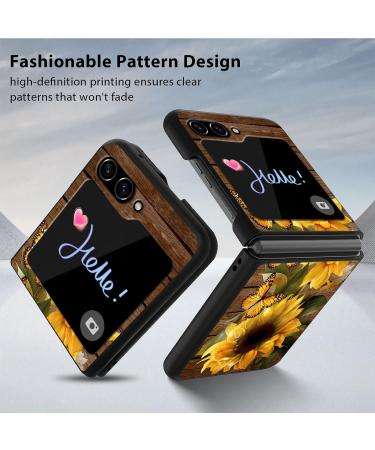 Qindaiwen Designed for Samsung Galaxy Z Flip5 2023 Hard PC Phone Case | Shockproof & Drop-Resistant | Fashionable Patterns for Enhanced Protection Sunflower Butterfly Sunflower Butterfly Samsung Galaxy Z Flip 5 - Buy Online on GoSupps.com