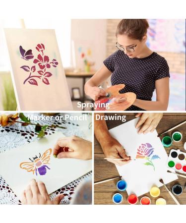 64 Piece Reusable Flower Plant Stencils for Painting on Various Surfaces - DIY Art and Craft Templates for Wood, Walls, Fabric, and More - Buy Online on GoSupps.com