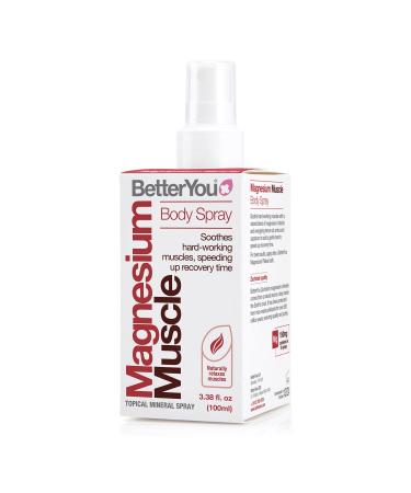 BetterYou Magnesium Muscle Body Spray - Made with Energizing Lemon Oil - Formulated to Ease Tightness - Stimulates Blood Flow for Quick Recovery - Helps with Electrolyte Balance - 3.38 oz
