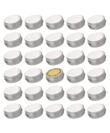 Screw Top Sliver Aluminum Tin Jar with Screw Lid and Blank Labels - 31pcs, 0.5 oz