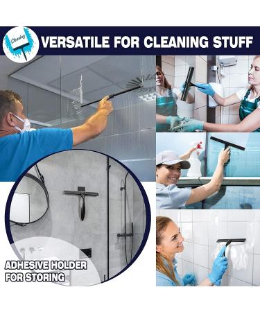 10-Inch Matte Black Stainless Steel Shower Squeegee - All-Purpose for Bathroom, Shower Doors, Mirrors, Tiles, Car Windows - Streak-Free Finish - Buy Online on GoSupps.com