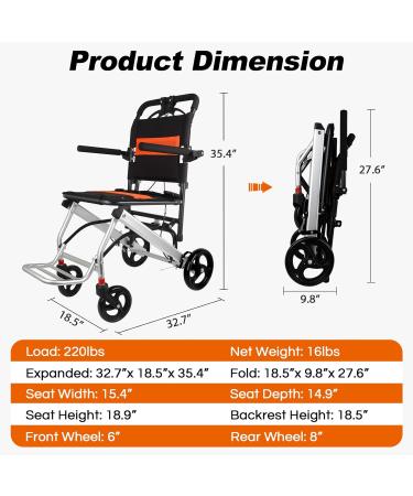 Tripaide Foldable Wheelchairs for Adults Lightweight Weight Only 16lbs Transport Travel Wheelchairs for Seniors Compact Portable Wheelchairs Support 220lbs Z20 - Buy Online on GoSupps.com