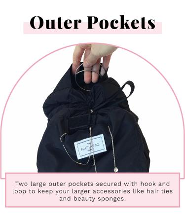 Flat Lay Makeup Bag - Travel Cosmetic Organizer with Drawstring Closure - Brush Holder & Large Pockets - 50cm - Buy Online on GoSupps.com