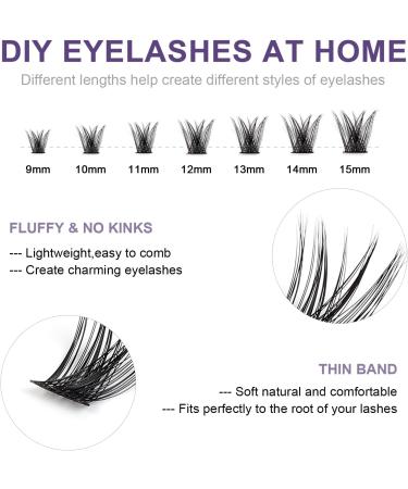 Individual Lashes Extension Kit 77 Wide-Stem 9-15mm Mix with Lash Glue & Applicator - Soft Natural DIY Cluster Lashes Extensions Kit (T02 Light Suit) - 1 Count - Buy Online on GoSupps.com