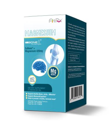 FitRx Magnesium Oxide and Glycinate Extra Strength 420mg High Absorption Magnesium Supplement Include EuBone Blend and Manganese Support Mood Cognitive Restful Sleep and Bone Health 60 Capsules free 60 Count (Pack of 1)