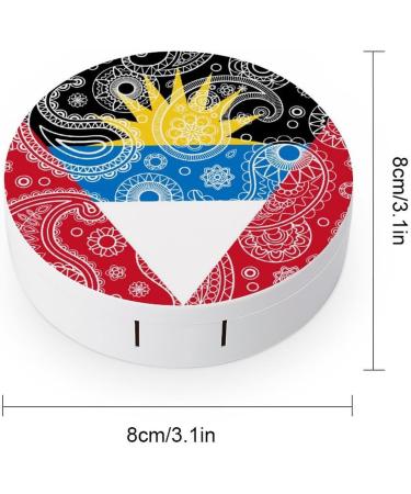 Antigua and Barbuda Paisley Flag Contact Lens Travel Kit - Portable Cute Box with Mirror for Outdoor Use - Buy Online on GoSupps.com