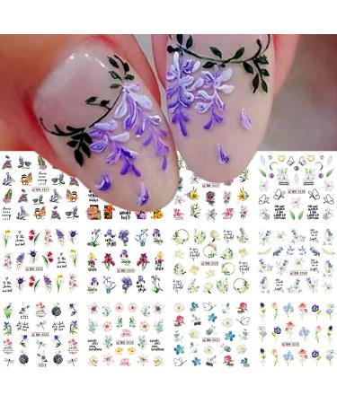 White Flower Nail Art Stickers - Spring/Summer Water Transfer Decals for Acrylic Nails - 12 Sheets - Buy Online on GoSupps.com