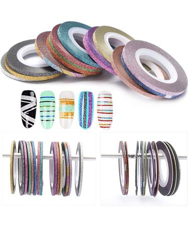 Oceaneshop 14 Colors Gold & Silver Nail Art Striping Tape Stickers Set | Women DIY Rolls Decoration 1/2/3mm - Buy Online on GoSupps.com