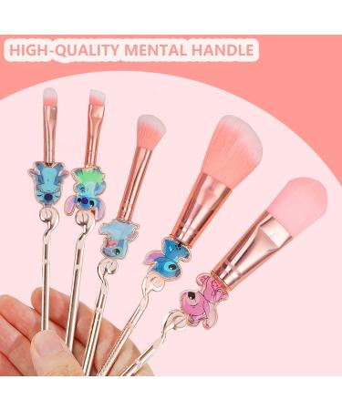 Boyigog 5Pcs Stitch Makeup Brushes with Storage Bag - Portable Brush Set for Powder, Eyeshadow, Blushes & Lips - Lovely Stitch Theme Gift for Girls & Women - Buy Online on GoSupps.com