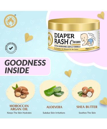 Mom & World Baby Diaper Rash Cream 50g with Shea Butter, Moroccan Argan Oil, Aloe Vera - Paraben-Free, Gentle Formula - Buy Online on GoSupps.com