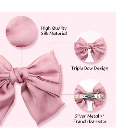 Cinaci 8 Pack Large Oversized Silk Ribbon Bow French Barrettes Hair Clips - Women's/Girls' Accessories - Buy Online on GoSupps.com