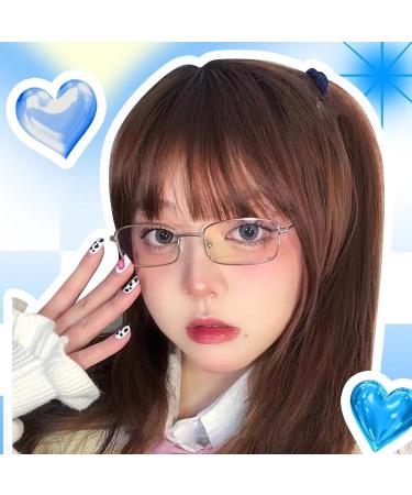 Buy TJUTR Fashion Clear Glasses for Women - Blue Light Blocking Rectangle Metal Frame - Non-Prescription - Style 733-V14 Black - Buy Online on GoSupps.com