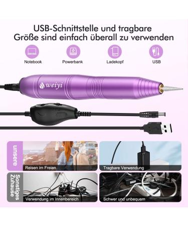 Weiyi Nail Milling Cutter - Electric Nail File for Gel & Acrylic Nails 20 000 RPM USB 11-in-1 Manicure & Pedicure Set - Professional Quality International Shipping - Buy Online on GoSupps.com