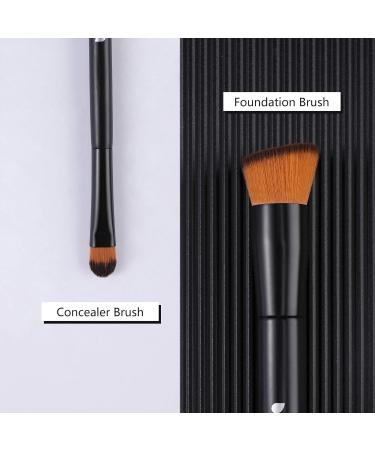 Ducare Professional 2Pcs Foundation & Concealer Brush Set - Flat Top Kabuki Brushes for Face Makeup - Synthetic Blending Tools in Black - Buy Online on GoSupps.com