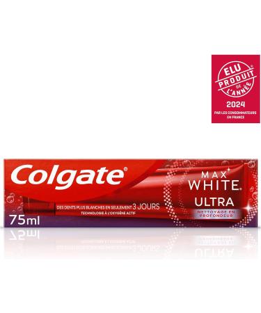  Colgate Max White Ultra Deep Cleaning Whitening Toothpaste 75ml - whiter teeth in 3 days* - gentle on enamel for daily use - Pack of 2 x 75ml - Buy Online on GoSupps.com