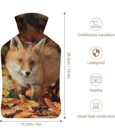Fox Leaf Hot Water Bottle with Plush Cover - Cozy Bed Warmer for Adults & Children | 26.5x15.3cm - Buy Online on GoSupps.com