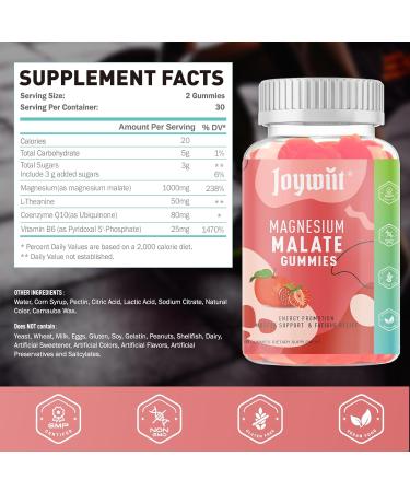 Magnesium Malate Gummies 1000mg 3 Pack 180 Counts - Buy Online on GoSupps.com