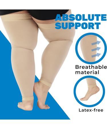 Absolute Support 7XL Extra Large Compression Thigh High Socks - 20-30mmHg Unisex Stockings for Pregnancy & Travel - Beige - Buy Online on GoSupps.com