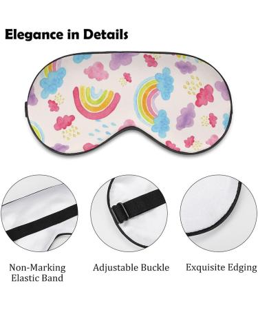 Watercolor Rainbows & Clouds Sleep Mask | Adjustable Eye Cover for Men & Women | Light-Blocking Cartoon Sleeping Mask - Buy Online on GoSupps.com