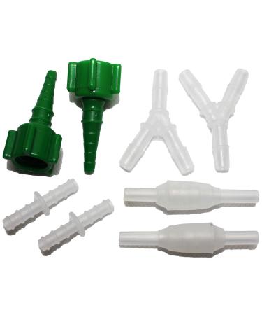8-Pack Oxygen Connectors (2 Straight, 2 Swivel, 2 Y, and 2 Swivel Nipple (Christmas Tree)) for O2 Tubing