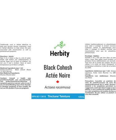 Black Cohosh Herbal Tincture Liquid Extract Hand Crafted Natural Medicine Remedies Herb Formula Drops Non-GMO Vegan Gluten Free No Fillers (Actaea/Cimicifuga racemosa) (100mL 3.4oz) 100 ml (Pack of 1) - Buy Online on GoSupps.com