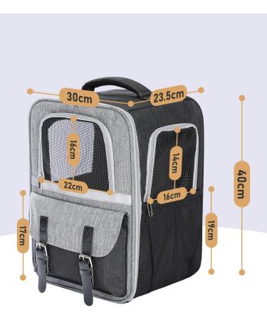 PETEPELA Dog Carrier Backpack for Puppy Cat Carrier and Dog Backpack with Dual Mesh Window Entrance Built-in Hook for Collar Connection Side Pockets for Storage and Adjustable Straps - Buy Online on GoSupps.com