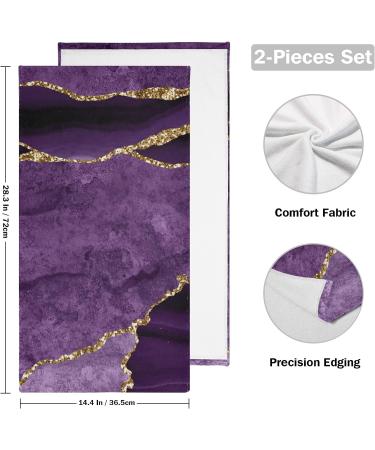 2 Pack Purple Gold Agate Pattern Towels - Perfect for Skincare, Kitchen, and Bath - Buy Online on GoSupps.com