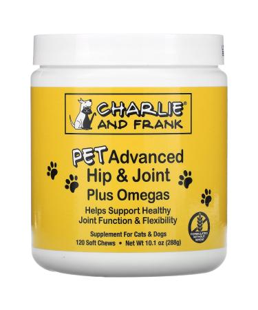 Charlie & Frank Pet Advanced Hip & Joint Plus Omegas For Cats & Dogs 120 Soft Chews
