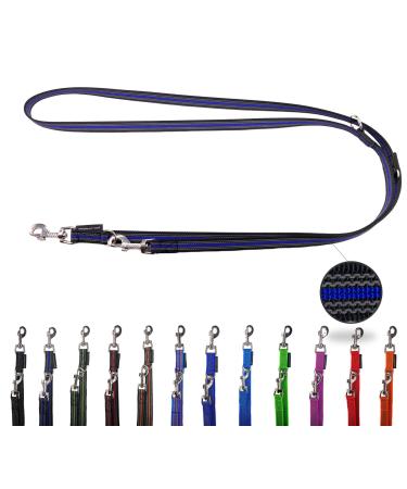 Dog linen adjustable / Double linen for medium and large dogs / 2m / 2.40m / 2.80m / 3.50m / 5m (black-blue 5m) 5m black and blue